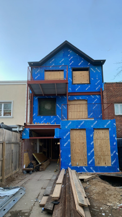 New York house construction site for Boris building materials project